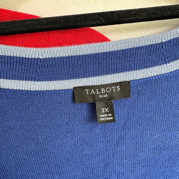 Set of Two Talbots Cardigan Sweaters Sz 2X Blue Pink Women's Plus - Picture 3 of 9